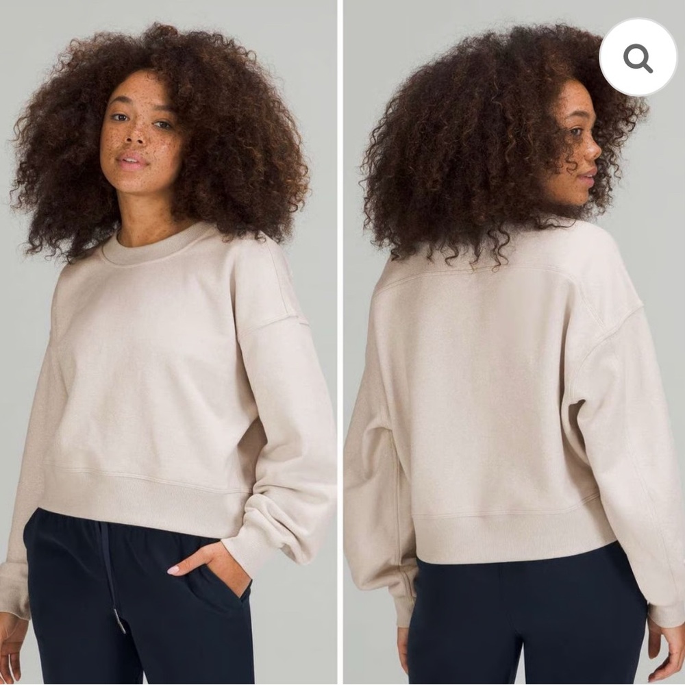 Lululemon Perfectly Oversized cropped crew Sparkle White Opal small